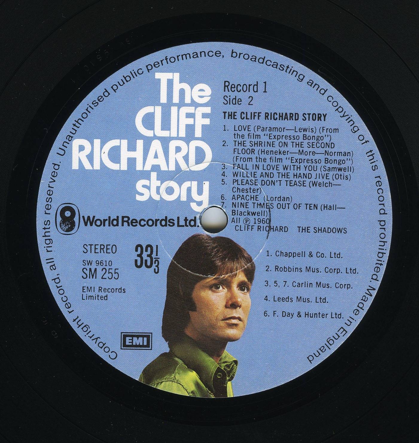 Cliff Richard The Cliff Richard Story : LP Label B